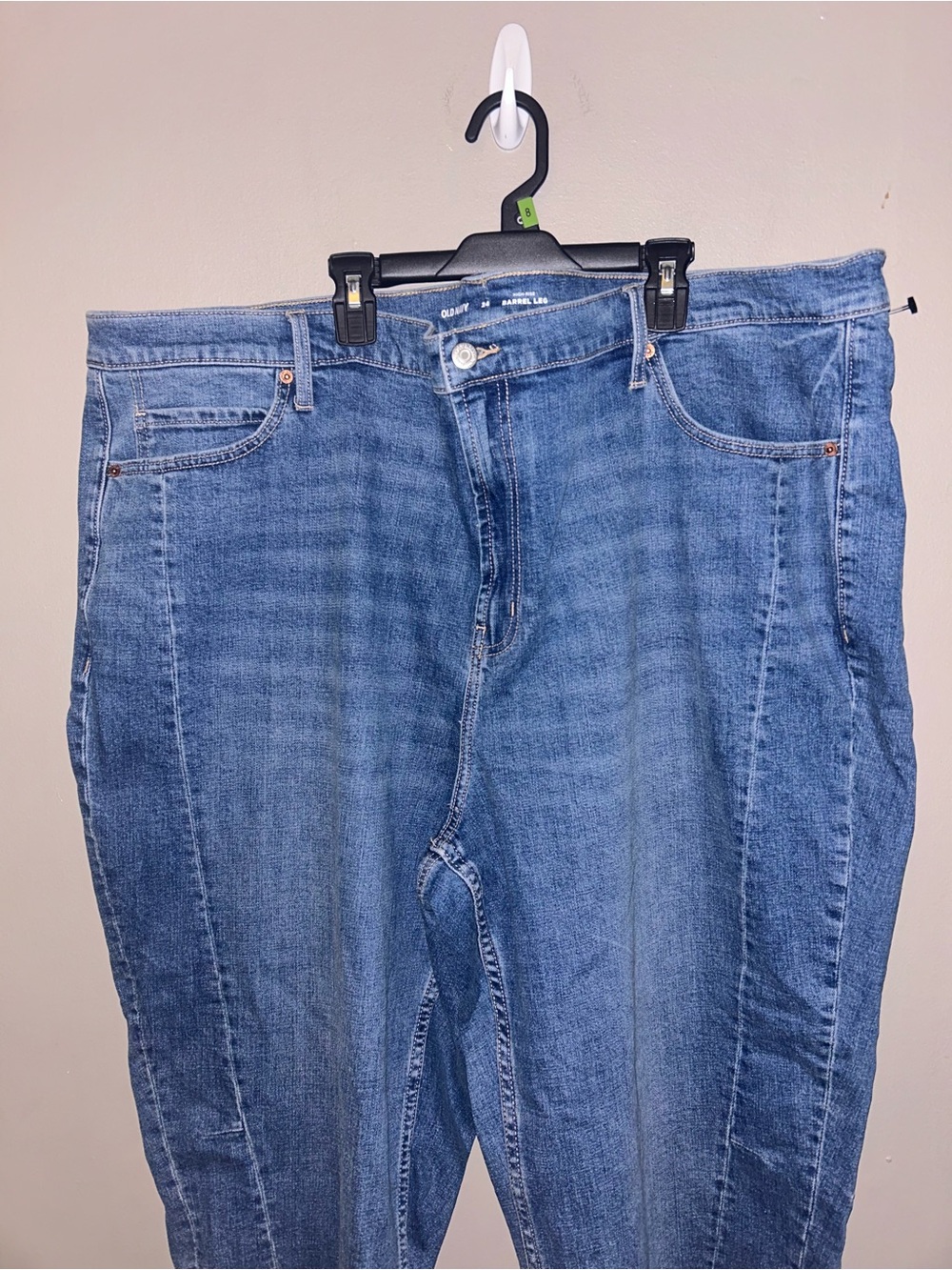 Old Navy Jeans - medium blue high rise barrel leg - Picture 4 of 11